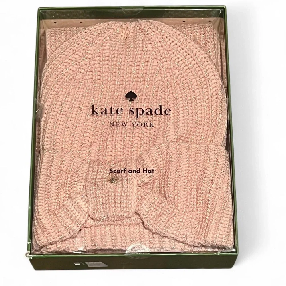 Kate‎ Spade Blush Knit Scarf and Hat Set One Size